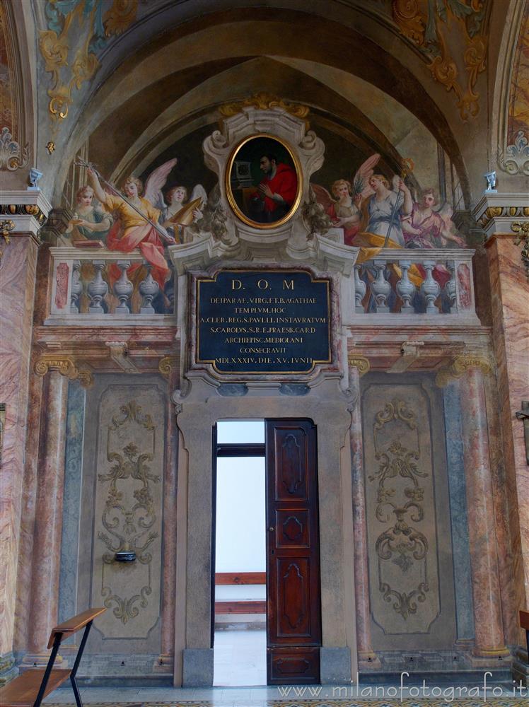 Monza (Monza e Brianza, Italy) - Wall with the lateral entrance of the Church of Santa Maria di Carrobiolo